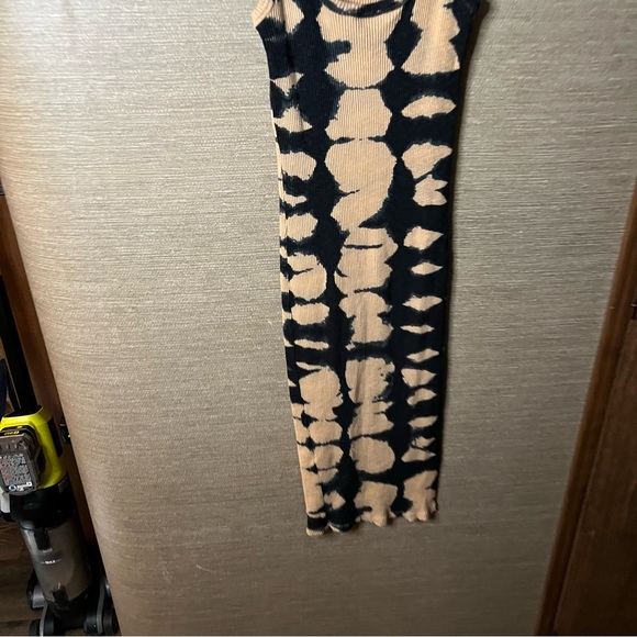 ZARA NEW WOMAN STRAPPY TIE-DYE MIDI DRESS  black & brown size small - Picture 5 of 13